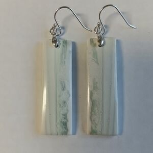 Green Lace Agate Gemstone Earrings with 925 Sterling Silver Findings